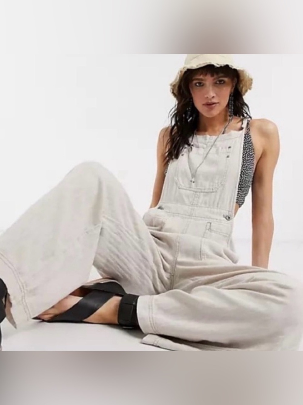Free people|Natural Sights overalls jumpsuit in linen/cotton•••Beachy boho in XS